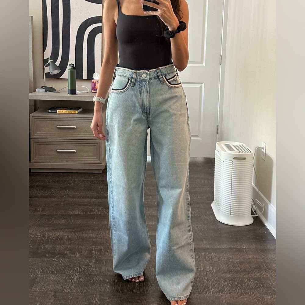 FRAME Le High N Tight Wide Leg Embroidered jeans size 26